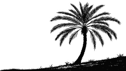 Silhouette of a Palm Tree Against a White Background 1.