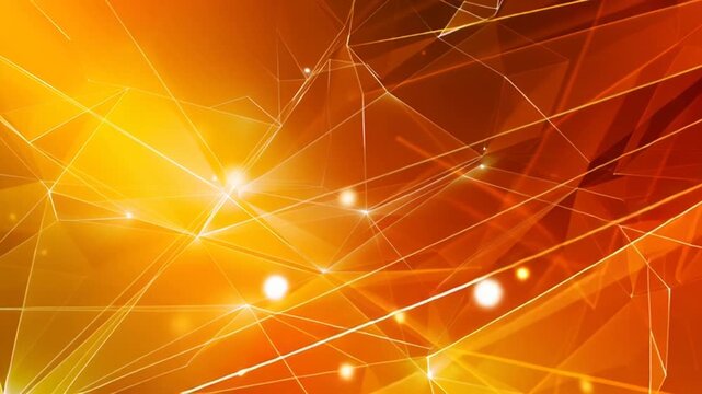 Vibrant orange abstract background with glowing network connections.
