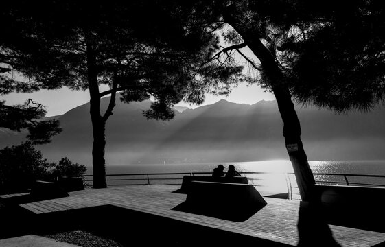 Veduta autunnale del Lago d'Iseo. Provincia di Bergamo, Lombardia, Italia.	
