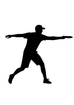 Disc Golf Player Silhouette, Professional Frisbee Throwing Action, Outdoor Recreation Hobby and Social Sport Concept Vector