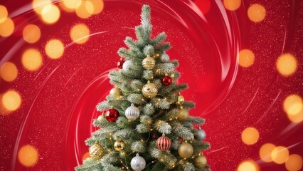 Christmas Tree with Ornaments and Lights.