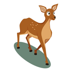 Walking deer animal vector illustration, isolated flat animal clipart for kids and nature design