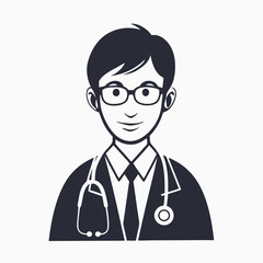 Fototapeta premium Healthcare Professional Avatar Icon with Stethoscope for User Profile UI