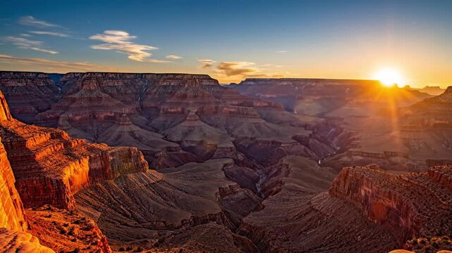 Timelapse of grand canyon landscape at sunrise and sunset with starry night sky