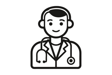 Fototapeta premium Essential Healthcare Doctor Icon with Stethoscope in Minimalist Line Design
