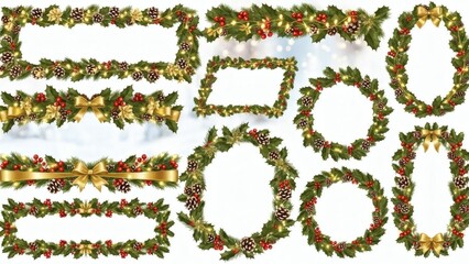 Christmas Wreath Frames and Borders Collection.