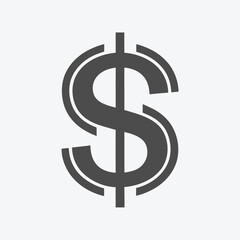 Obraz premium Flat Dollar Sign Currency Icon Vector Design for Financial Apps and Banking Websites Isolated on White