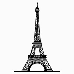 Obraz premium Eiffel Tower Outline Vector Illustration Minimal Monochrome Line Art