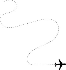Aircraft icon vector set. Plane flying path illustration sign collection. Airplane symbol flying in a dotted line. The flight path of Air plane, plane, travel. Airplane flying on a dotted route
