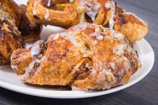 Polish pastry with poppy seed filing, nuts and almonds. Traditional Martin's croissants from polish city Poznan