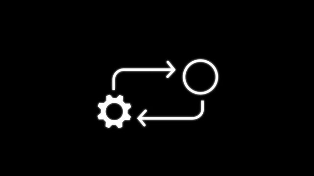 Process icon in flat style isolated on white. Process symbol in black for your web site design on white background, 4k video animation