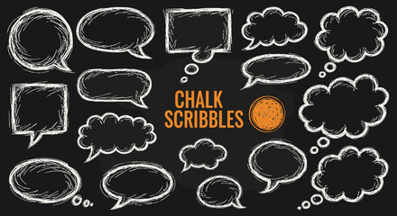 Chalk Scribble Speech Bubble Set for Blackboards and Creative Design