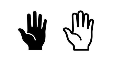 Obraz premium Open Hand Gesture Icon, Symbolizing Stop, Hello, or Volunteerism in Solid and Outline Vector Graphics