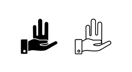 Fototapeta premium Cupped Hand with Upward Fingers Icon, Symbolizing Offering, Holding, or Presentation in Solid and Outline Vector