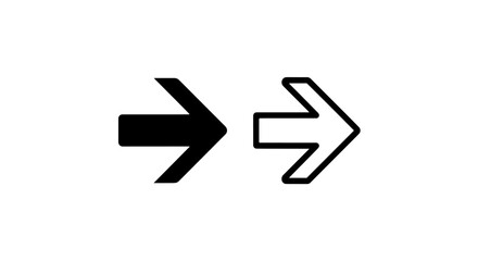 Black and White Direction Arrow Icons: Essential Pointer for Progression, Movement, and User Interface Navigation.