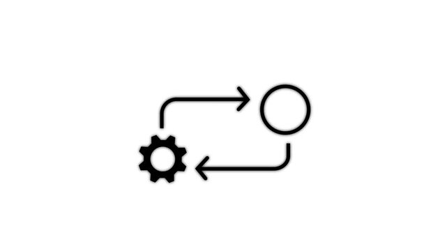 Process icon in flat style isolated on white. Process symbol in black for your web site design on white background, 4k video animation
