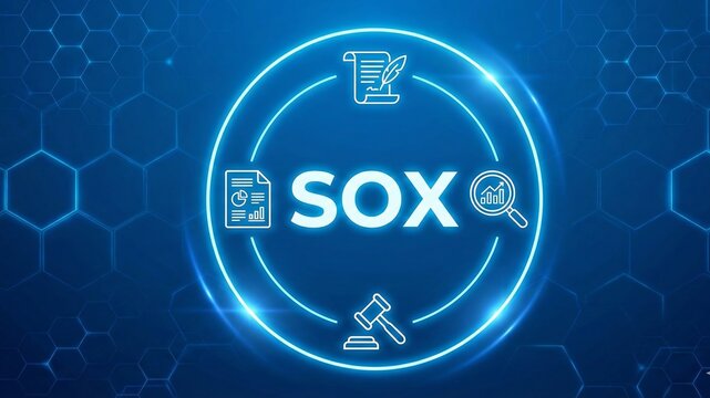SOX acronym,Sarbanes Oxley Act concept, U.S. federal law enacted in 2002 for corporate accounting control ai