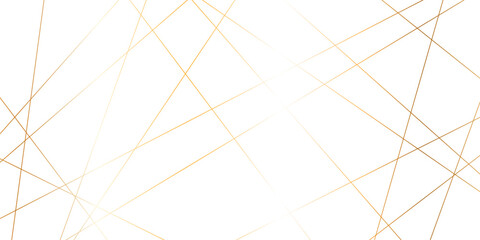 Obraz premium Abstract minimalistic white background with elegant intersecting golden lines forming a geometric pattern. random chaotic line and creative geometric many square, triangle shape background.