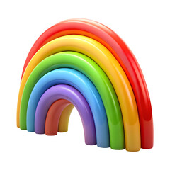 Obraz premium Vibrant 3d rainbow arch made of colorful tubes against a black background