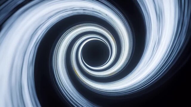 Black and white spiral tunnel with converging lines