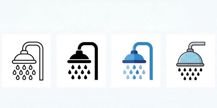 Shower icon collection. Shower icon vector in blue design. ai