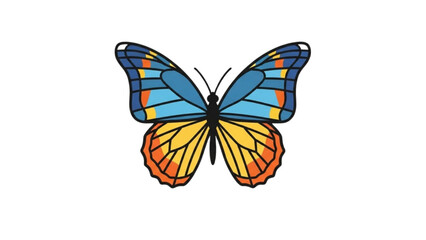 A colorful butterfly illustration with vibrant wings displayed from a front view