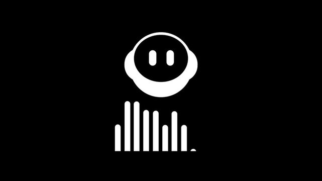 The digital character stands above a dynamic bar graph to represent the analysis of complex statistical data sets and the generation of insightful visual reports for business intelligence