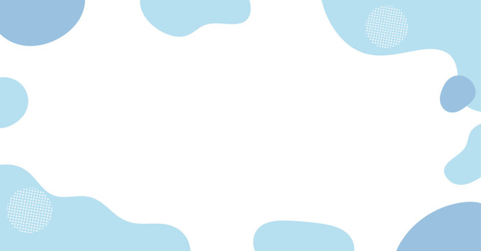流体シェイプの背景イラスト素材　flat hand drawn fluid blue shapes background.Cute abstract shapes.Vector loose frame.