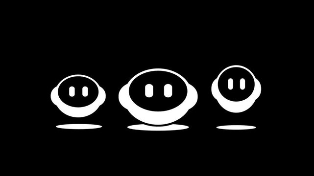 Three different sized robot heads are arranged in a row to represent a collaborative swarm of intelligent agents or a tiered subscription model for various levels of automated services