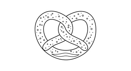 Simple Pretzel Line Art Icon with Minimalist Salt Detail