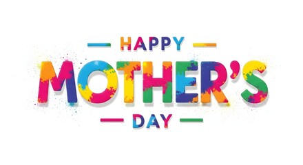 Fototapeta premium Vibrant happy mother's day greeting card with colorful typography