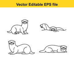  Four seal illustrations in various poses vector eps