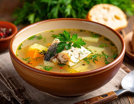 Russische Ucha-Fischsuppe regional