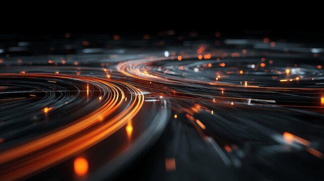 Luminous paths weave together in a strategy orchestration design at night