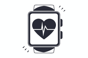 Linear Heart Rate Monitoring Icon for Fitness Trackers and Medical Interface Design