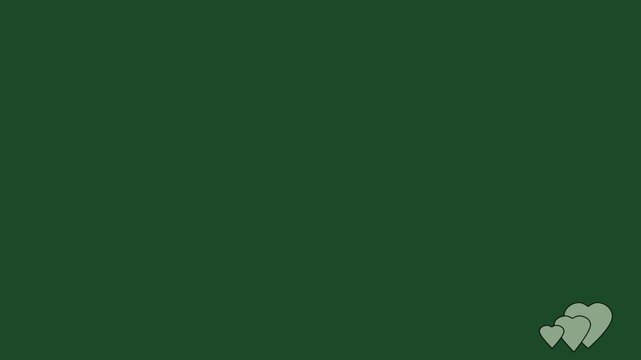 Minimalist floating hearts on dark green background animation.