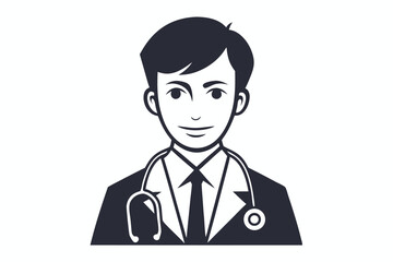 Fototapeta premium Healthcare Professional Profile Icon with Stethoscope Symbol and Line Art