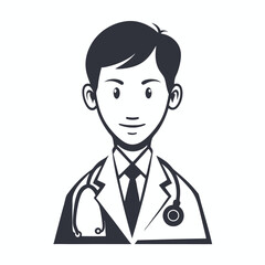 Fototapeta premium Female Doctor Avatar Icon with Stethoscope in Modern Line Art Vector