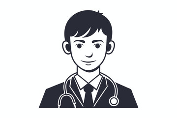 Fototapeta premium Primary Care Physician Icon Vector in Thin Line Art for Medical Documents