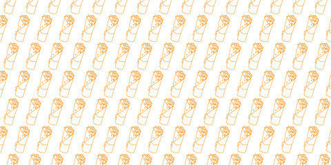 Seamless pattern of hand-drawn kebab or burrito wraps vector on white background Creative fast food design for wallpaper, textile, menu, and healthy street food concepts