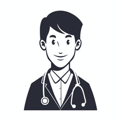 Fototapeta premium Medical Specialist Avatar Icon with Stethoscope Outline Illustration for Health Insurance Portal