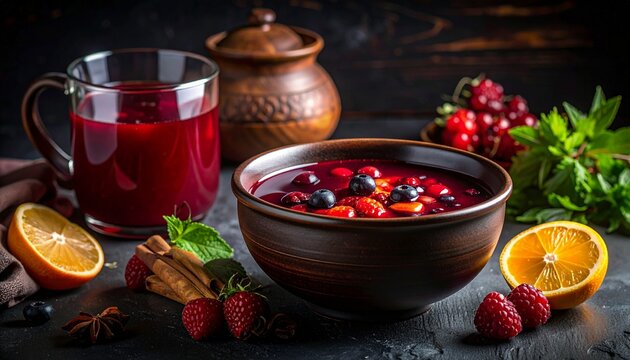 Russischer Kissel aus Waldbeeren