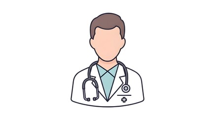 Fototapeta premium A clean and professional illustration of a male doctor wearing a white lab coat and a stethoscope around his neck.