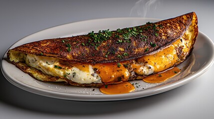 Gourmet Omelette with Fresh Herbs and Sauce