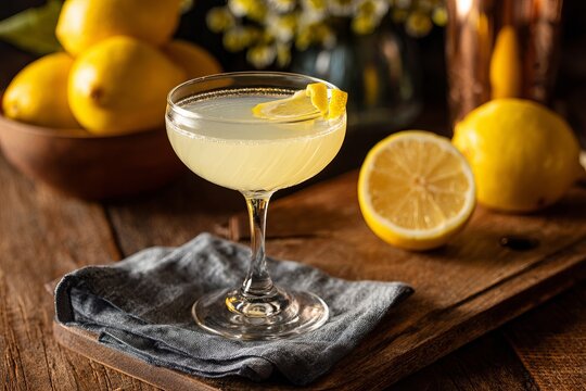 Lemon drop cocktail delight  a refreshing blend of vodka, triple sec, and fresh lemon juice