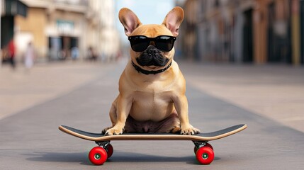 Cool Dog Riding Skateboard