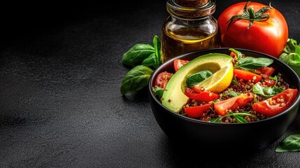 Fresh Salad with Avocado and Tomatoes