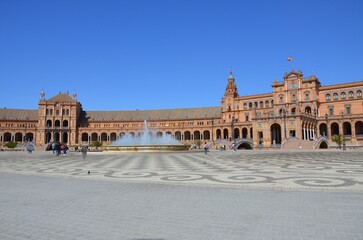 Obraz premium Seville, Spain 03.28.2019: Plaza de Espana or Spain Square in Seville, Andalusia, Spain