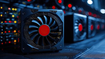 Cryptocurrency mining rig with GPU fans