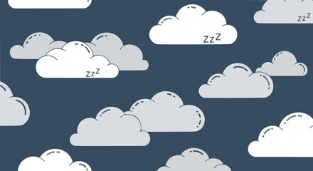 Obraz premium Seamless dark blue cloudy night sky with zz pattern